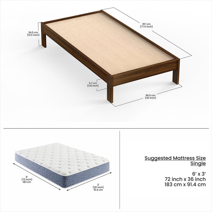 Roverb Engineered Wood Single Deewan / Bed without Storage Box (Brown Maple)