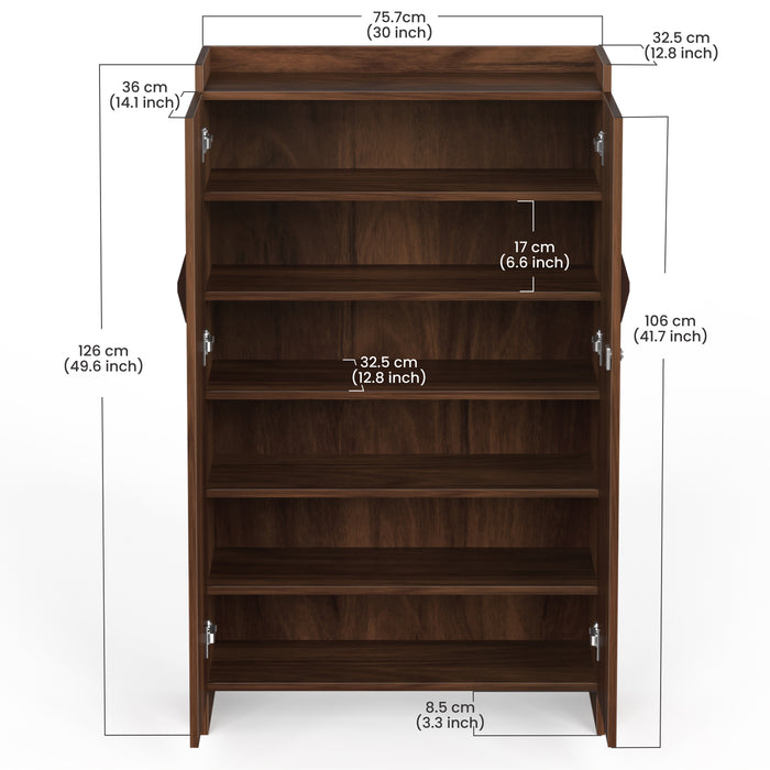 Brooklyn Tall Engineered Wood 2 Doors with Lock Shoe Rack