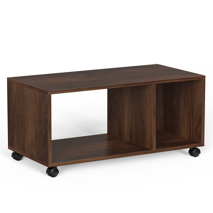 Taury Coffee Table / Teapoy Console Table with Wheels or Casters for Sofa Set Living Room Home Hall Furniture (Brown Maple)