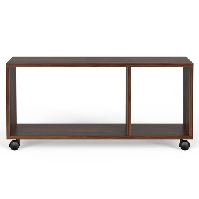 Taury Coffee Table / Teapoy Console Table with Wheels or Casters for Sofa Set Living Room Home Hall Furniture (Brown Maple)