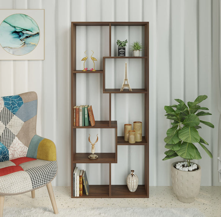 Jameye Bookshelf Cabinet Book Rack Organizer with Shelves for Décor Display (Brown Maple)