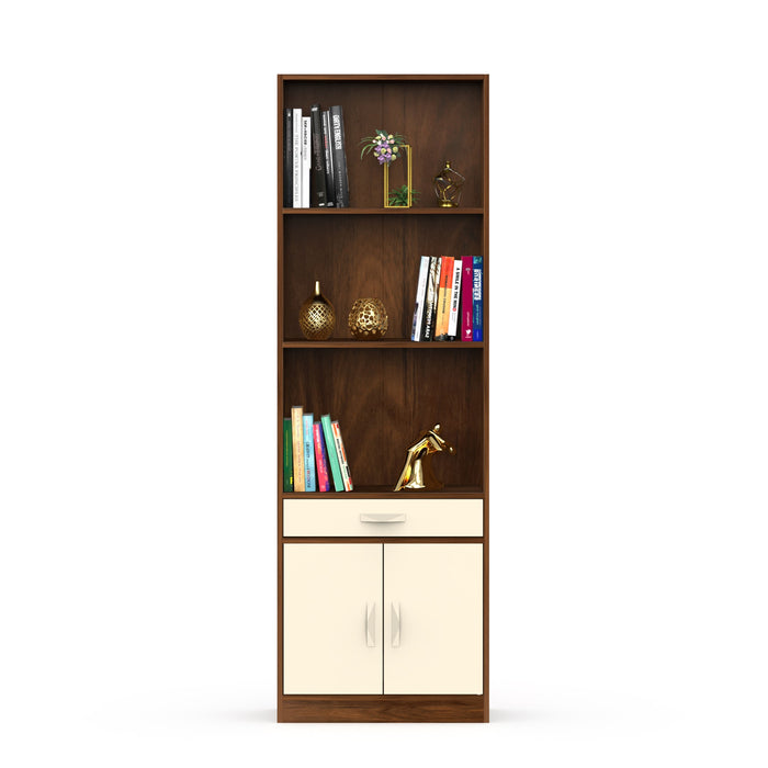 Seonn Bookshelf Cabinet with Storage Shelves & Drawer |Maple