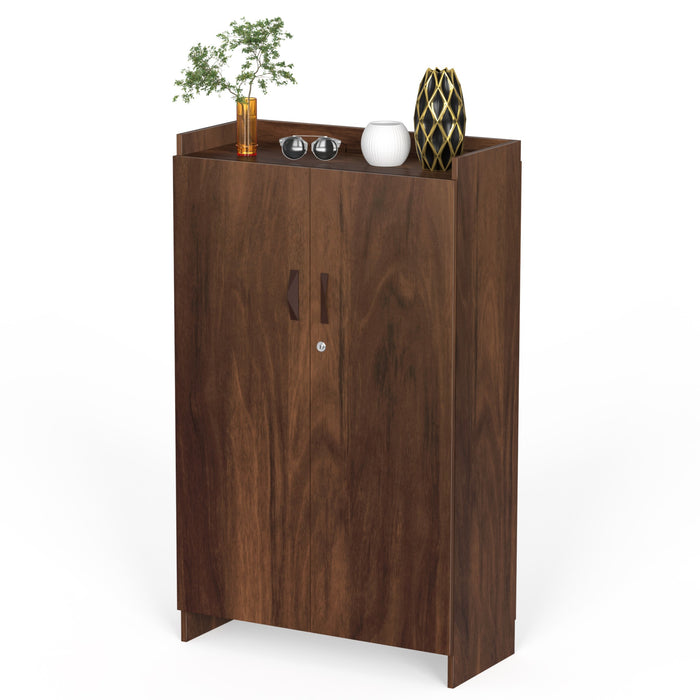 Brooklyn Tall Engineered Wood 2 Doors with Lock Shoe Rack