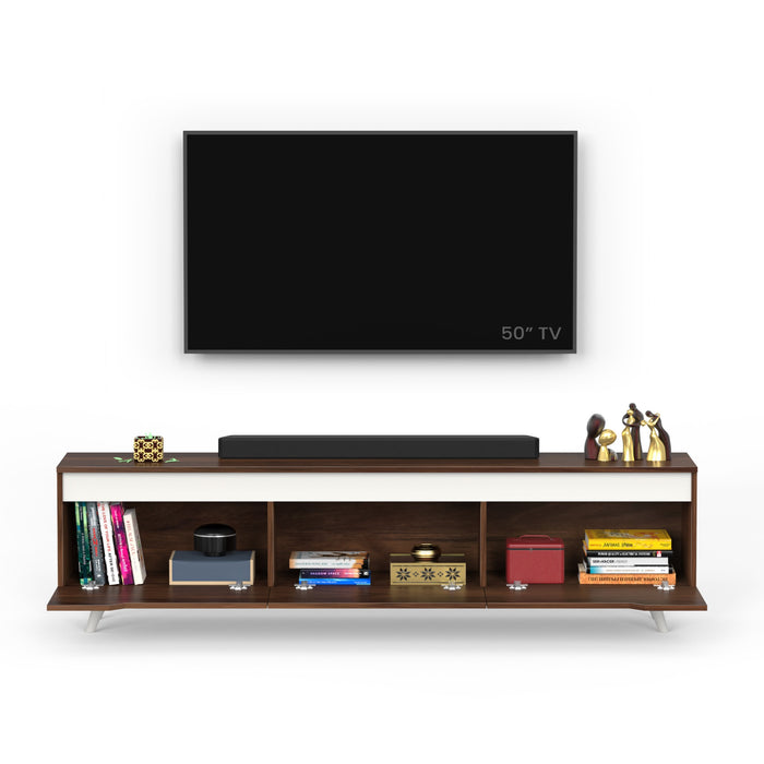 Blesky TV Entertainment Unit Set Top Box Stand/TV Cabinet with Shelves, Ideal for Upto 65” (Brown Maple - DIY)