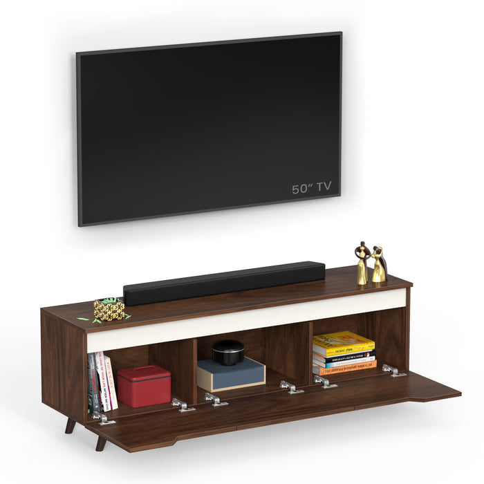 Blesky Mini Floor Standing TV Entertainment Unit & Cabinet with Décor Shelves, Ideal for 55 inches TV