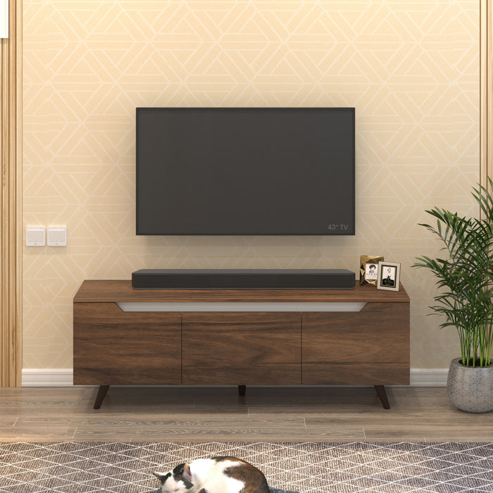 Blesky Mini Floor Standing TV Entertainment Unit & Cabinet with Décor Shelves, Ideal for 55 inches TV