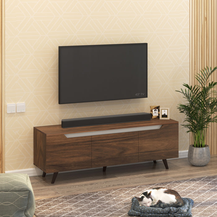 Blesky Mini Floor Standing TV Entertainment Unit & Cabinet with Décor Shelves, Ideal for 55 inches TV