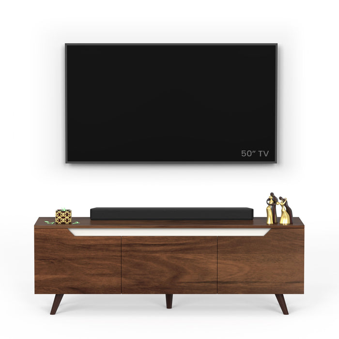 Blesky Mini Floor Standing TV Entertainment Unit & Cabinet with Décor Shelves, Ideal for 55 inches TV