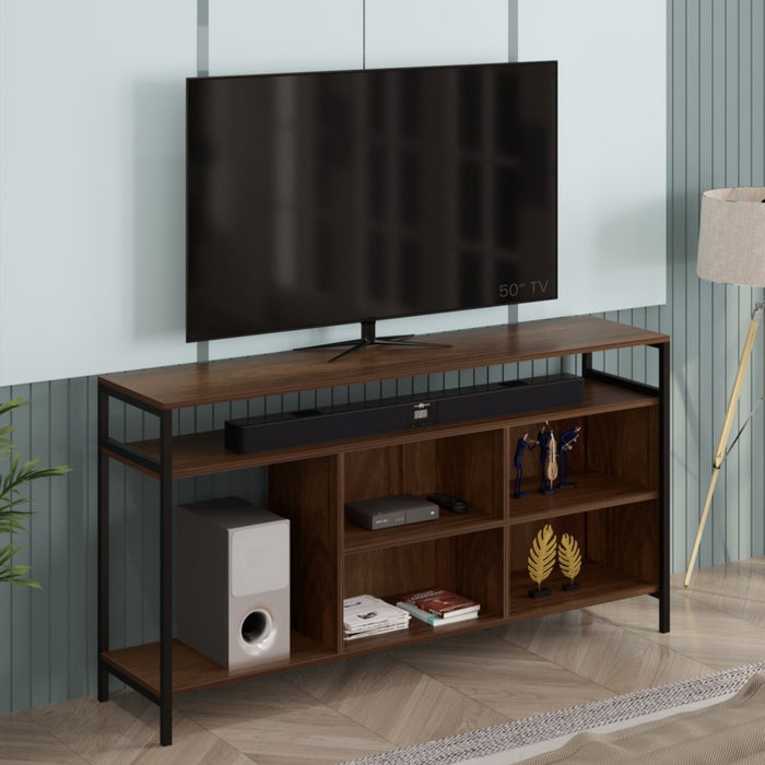 Duskin TV Entertainment Unit Set Top Box Stand/TV Cabinet with Shelves Ideal for 55” (Brown Maple - DIY)