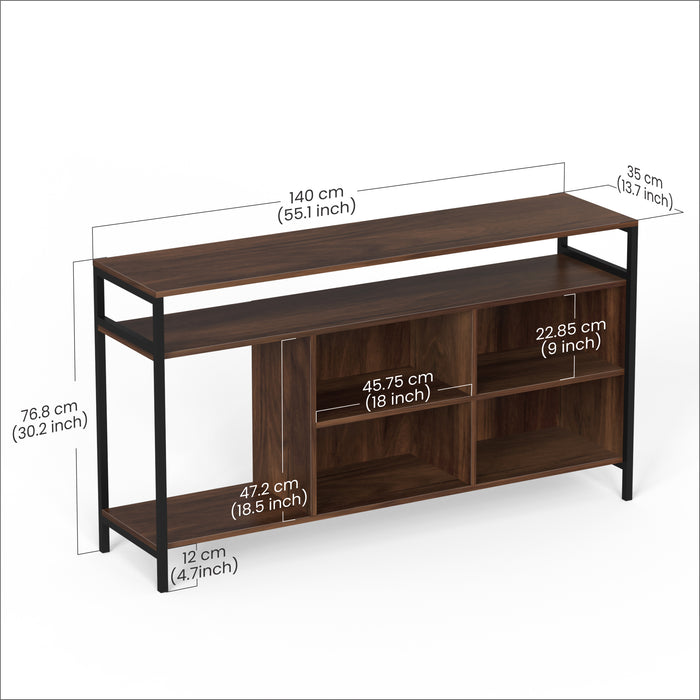 Duskin TV Entertainment Unit Set Top Box Stand/TV Cabinet with Shelves Ideal for 55” (Brown Maple - DIY)