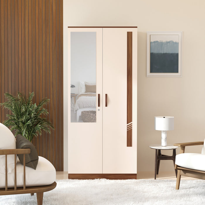 Andrie 2 Door Wardrobe with Mirror and Drawer |Maple