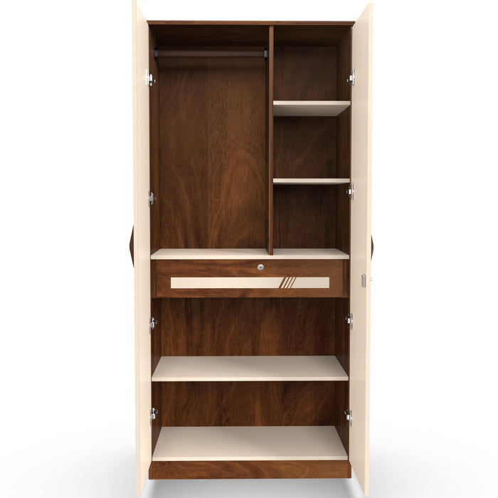 Andrie 2 Door Wardrobe with Mirror and Drawer |Maple