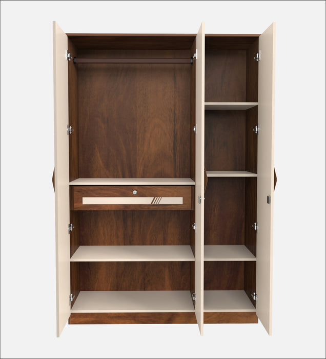 Andrie 3 Door Wardrobe with Drawer |Maple & Beige