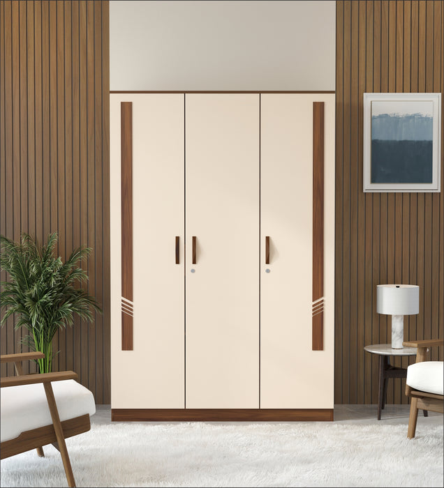 Andrie 3 Door Wardrobe with Drawer |Maple & Beige